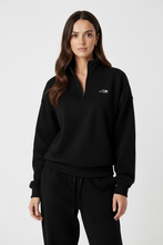 Load image into Gallery viewer, Women’s 1/4 zipper black jumper