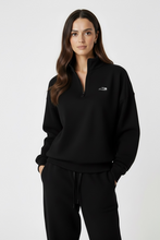 Load image into Gallery viewer, Women’s 1/4 zipper black jumper