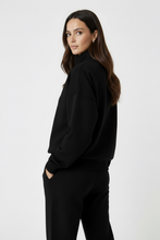 Load image into Gallery viewer, Women’s 1/4 zipper black jumper