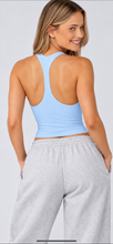 Load image into Gallery viewer, RYDER racerback light blue crop top

