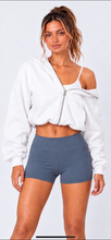 Load image into Gallery viewer, RYDER white cropped zip-up hoodie
