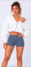 Load image into Gallery viewer, RYDER white cropped zip-up hoodie
