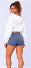 Load image into Gallery viewer, RYDER white cropped zip-up hoodie

