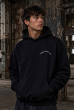 Load image into Gallery viewer, Box fit black hoodie
