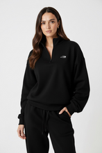 Load image into Gallery viewer, Women’s 1/4 zipper black jumper
