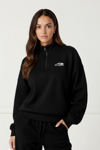 Load image into Gallery viewer, Women’s 1/4 zipper black jumper

