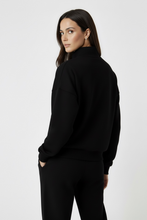 Load image into Gallery viewer, Women’s 1/4 zipper black jumper

