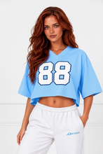 Load image into Gallery viewer, RYDER 88 light blue oversized crop jersey
